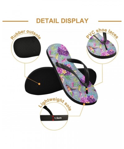 Hummingbird on Purple Flowers Flops Slip Sandals for Women Men, Beach Shoes Casual Thong Sandal574 $11.50 Sandals