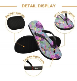 Hummingbird on Purple Flowers Flops Slip Sandals for Women Men, Beach Shoes Casual Thong Sandal574 $11.50 Sandals