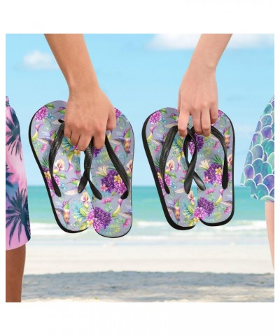 Hummingbird on Purple Flowers Flops Slip Sandals for Women Men, Beach Shoes Casual Thong Sandal574 $11.50 Sandals