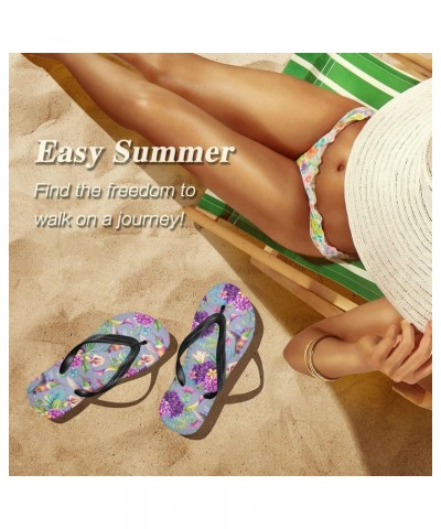 Hummingbird on Purple Flowers Flops Slip Sandals for Women Men, Beach Shoes Casual Thong Sandal574 $11.50 Sandals