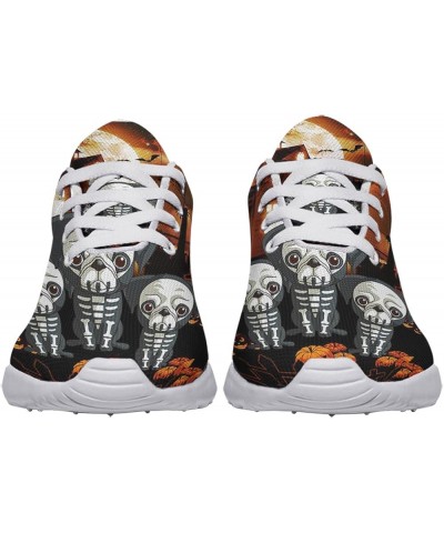 Halloween Sneakers Men Women Athletic Shoes Personalited Running Shoes Comfortable Sports Shoe Happy Halloween Pug Costume Wh...