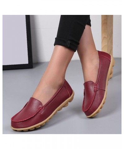 Women's Casual Pointed Plain Ballet Comfort Soft Slip On Flats Shoes Halloween Women's Low Heel Flats Wine $16.60 Fashion Sne...