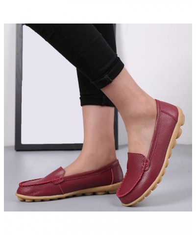 Women's Casual Pointed Plain Ballet Comfort Soft Slip On Flats Shoes Halloween Women's Low Heel Flats Wine $16.60 Fashion Sne...