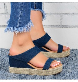 Mini Platform Boots Splitting Wedge Platform Sneakers For Women'S Platform & Wedge Sandals Heeled Sandals For Blue-e $9.50 Sa...