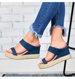 Mini Platform Boots Splitting Wedge Platform Sneakers For Women'S Platform & Wedge Sandals Heeled Sandals For Blue-e $9.50 Sa...