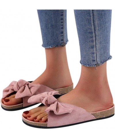 Sandals for Women Flat,Women's Bowknot Comfy Casual Sandal Shoes Summer Beach Travel Fashion Comfort Slipper 7.5 Pink $11.01 ...