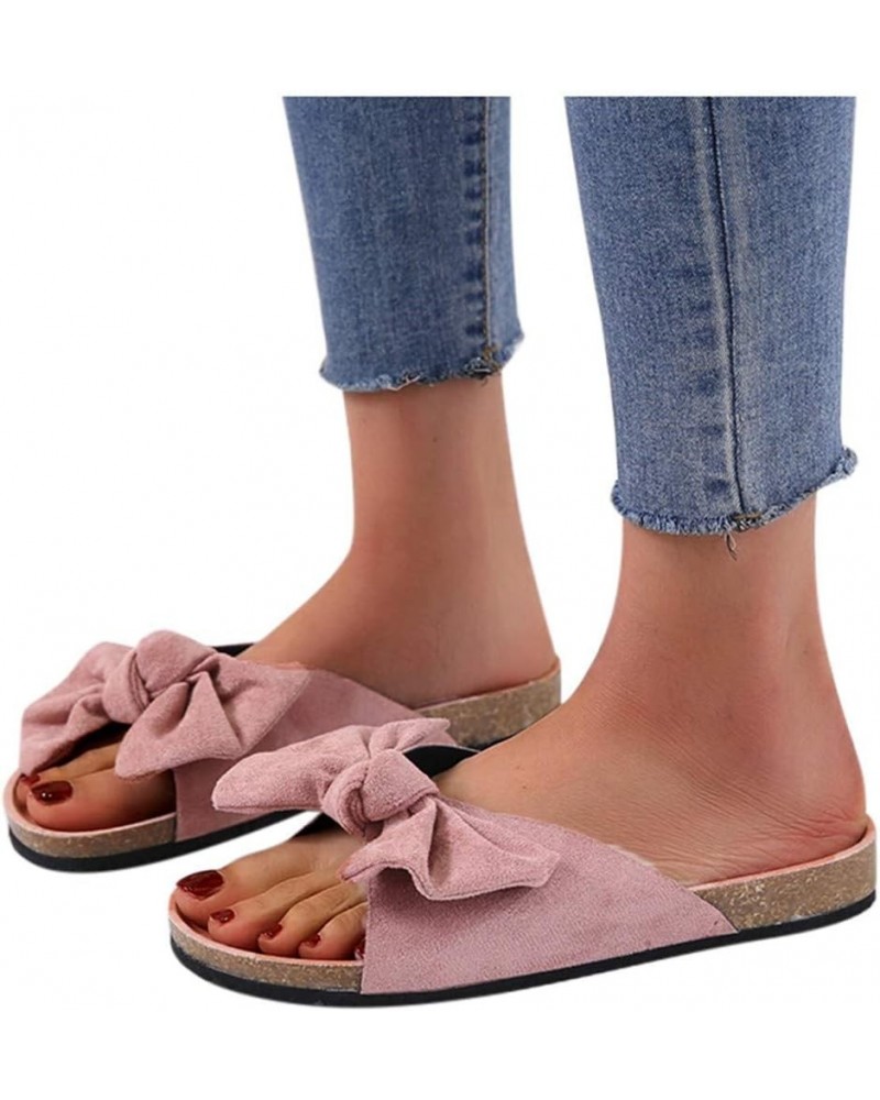 Sandals for Women Flat,Women's Bowknot Comfy Casual Sandal Shoes Summer Beach Travel Fashion Comfort Slipper 7.5 Pink $11.01 ...