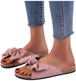 Sandals for Women Flat,Women's Bowknot Comfy Casual Sandal Shoes Summer Beach Travel Fashion Comfort Slipper 7.5 Pink $11.01 ...