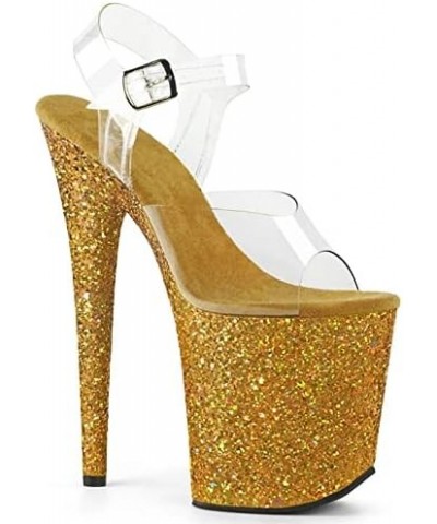 20cm High Heels Flashing Platform Stiletto High Heel Pole Dance Model Catwalk Shoes-Rose Gold||46 36 Yellow $36.98 Pumps