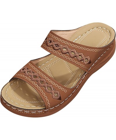 Summer Sandals for Women 2024 Comfortable Walking Sandals with Arch Support Fashion Orthotic Slides Z01-brown $9.98 Sandals