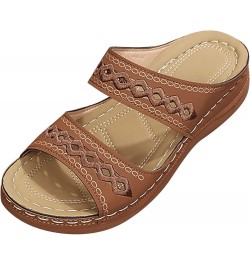 Summer Sandals for Women 2024 Comfortable Walking Sandals with Arch Support Fashion Orthotic Slides Z01-brown $9.98 Sandals