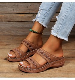 Summer Sandals for Women 2024 Comfortable Walking Sandals with Arch Support Fashion Orthotic Slides Z01-brown $9.98 Sandals