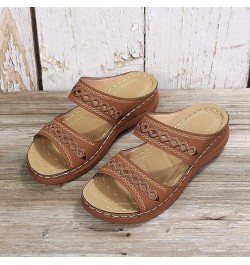 Summer Sandals for Women 2024 Comfortable Walking Sandals with Arch Support Fashion Orthotic Slides Z01-brown $9.98 Sandals