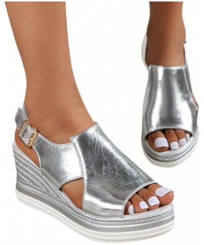 Sandals Women Dressy Summer Flat,Women's Sandals Metallic Slingback Hollow Out Sandals Beach Casual Gladiator Sandals $18.65 ...