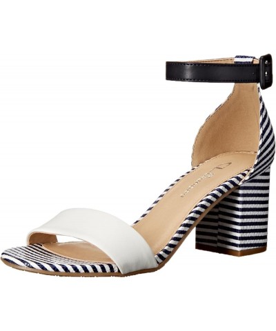 CL Women's Jody Block Heeled Sandal White/Navy Burnished $17.20 Sandals