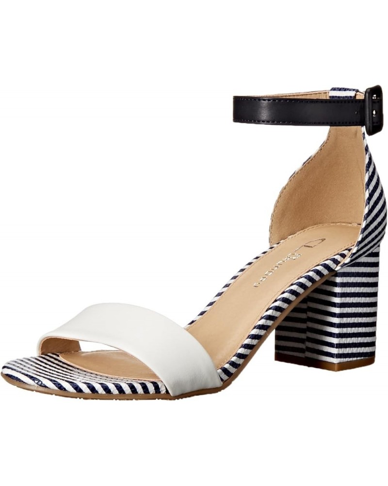 CL Women's Jody Block Heeled Sandal White/Navy Burnished $17.20 Sandals