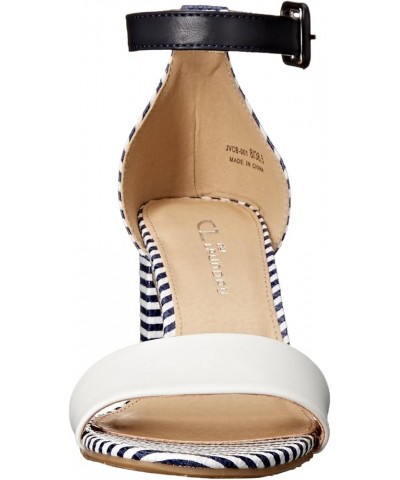 CL Women's Jody Block Heeled Sandal White/Navy Burnished $17.20 Sandals