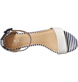 CL Women's Jody Block Heeled Sandal White/Navy Burnished $17.20 Sandals