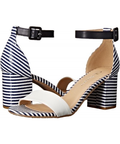 CL Women's Jody Block Heeled Sandal White/Navy Burnished $17.20 Sandals