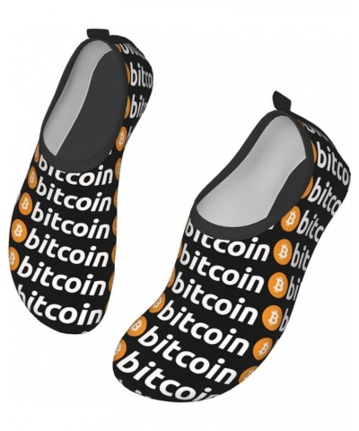 Crypto Currency Bitcoin Print Water Shoes for Womens Mens Non-Slip Barefoot Shoes Quick-Dry Beach Swim Shoes Black $15.92 Out...