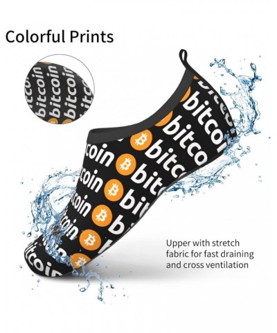 Crypto Currency Bitcoin Print Water Shoes for Womens Mens Non-Slip Barefoot Shoes Quick-Dry Beach Swim Shoes Black $15.92 Out...