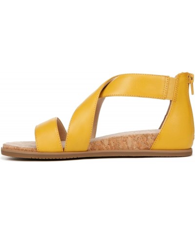 Women Cindi Strappy Flat Sandals Sunshine Faux Leather $29.93 Sandals