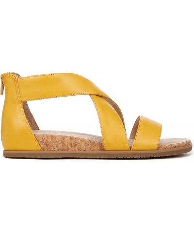 Women Cindi Strappy Flat Sandals Sunshine Faux Leather $29.93 Sandals