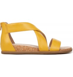 Women Cindi Strappy Flat Sandals Sunshine Faux Leather $29.93 Sandals