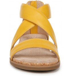 Women Cindi Strappy Flat Sandals Sunshine Faux Leather $29.93 Sandals