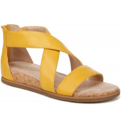 Women Cindi Strappy Flat Sandals Sunshine Faux Leather $29.93 Sandals