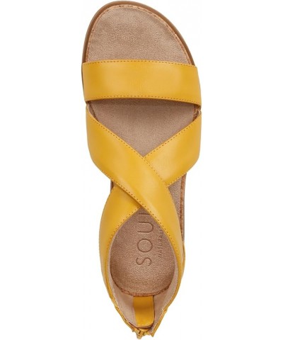 Women Cindi Strappy Flat Sandals Sunshine Faux Leather $29.93 Sandals