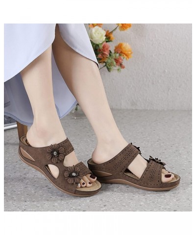 Platform Sandals Women Summer Flowers Casual Open Toe Wedges Massage Soft Bottom Slippers Breathable Slip On Bw2 8 $16.55 San...