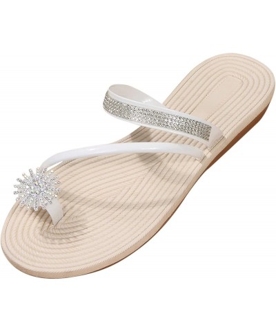 Women Sandals Sandels, Womens Dress Flats For Women Sandals Women Dressy Summer Flat Flip Flops Flats Shoes White-4 $12.94 Ou...