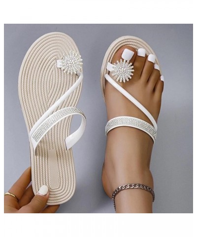 Women Sandals Sandels, Womens Dress Flats For Women Sandals Women Dressy Summer Flat Flip Flops Flats Shoes White-4 $12.94 Ou...