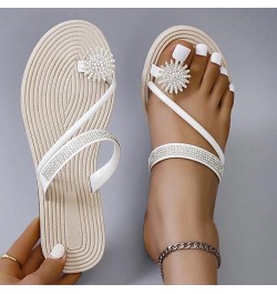 Women Sandals Sandels, Womens Dress Flats For Women Sandals Women Dressy Summer Flat Flip Flops Flats Shoes White-4 $12.94 Ou...