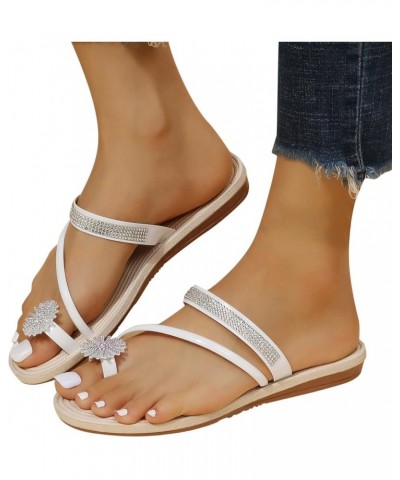 Women Sandals Sandels, Womens Dress Flats For Women Sandals Women Dressy Summer Flat Flip Flops Flats Shoes White-4 $12.94 Ou...