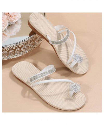 Women Sandals Sandels, Womens Dress Flats For Women Sandals Women Dressy Summer Flat Flip Flops Flats Shoes White-4 $12.94 Ou...