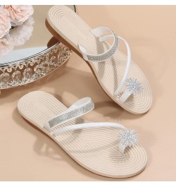 Women Sandals Sandels, Womens Dress Flats For Women Sandals Women Dressy Summer Flat Flip Flops Flats Shoes White-4 $12.94 Ou...