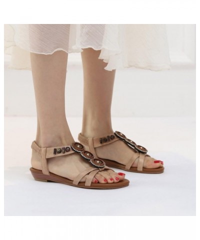 Dropshipping Flat Sandals Summer Beaded Non Slip Women Beach Sandals Women Thong Sandals Wedge (Gold, 9) $21.38 Sandals