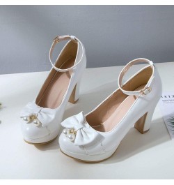 Women Bridal High Heels Round Toe Prom Evening Wedding Bridesmaid Party Dress Slip On Pumps Shoes 33 White $34.21 Pumps