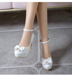 Women Bridal High Heels Round Toe Prom Evening Wedding Bridesmaid Party Dress Slip On Pumps Shoes 33 White $34.21 Pumps