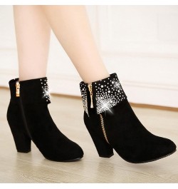 Shoes for Women,Women Square Heels Round Toe Comfortable Zipper Pumps Casual Shoes Short Boots Black-a $20.65 Boots