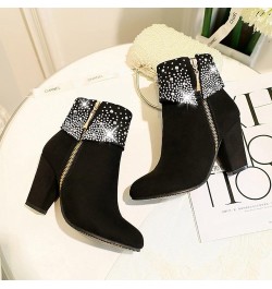 Shoes for Women,Women Square Heels Round Toe Comfortable Zipper Pumps Casual Shoes Short Boots Black-a $20.65 Boots