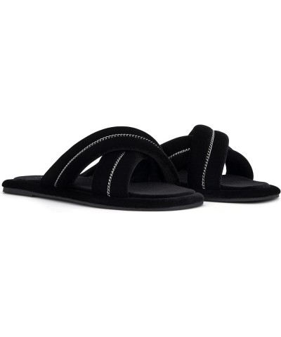 Women's Cecilia Slides, Round Toe, Rubber Sole Black/Oil $13.94 Sandals