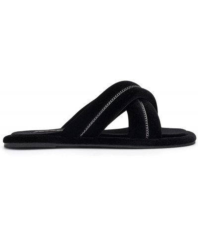 Women's Cecilia Slides, Round Toe, Rubber Sole Black/Oil $13.94 Sandals