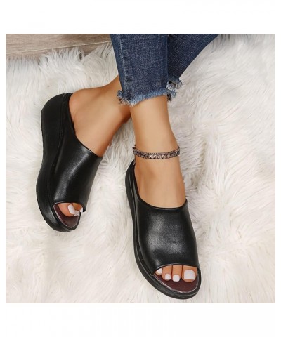 Women's Wedge Heels Sandals 3 Inch Ankle Strap Open Toe Evening Dress Shoes Women Wedge Sandals Z 03-black $15.49 Sandals