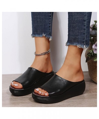 Women's Wedge Heels Sandals 3 Inch Ankle Strap Open Toe Evening Dress Shoes Women Wedge Sandals Z 03-black $15.49 Sandals