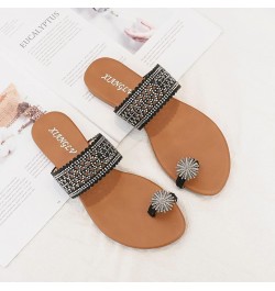 Womens Two Band Sandal Fashion Low-Chunk Slippers Flip Flops Pump Sandals Prom Dance Bohemian Sandals Black $15.97 Sandals