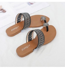 Womens Two Band Sandal Fashion Low-Chunk Slippers Flip Flops Pump Sandals Prom Dance Bohemian Sandals Black $15.97 Sandals