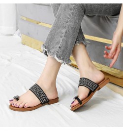 Womens Two Band Sandal Fashion Low-Chunk Slippers Flip Flops Pump Sandals Prom Dance Bohemian Sandals Black $15.97 Sandals